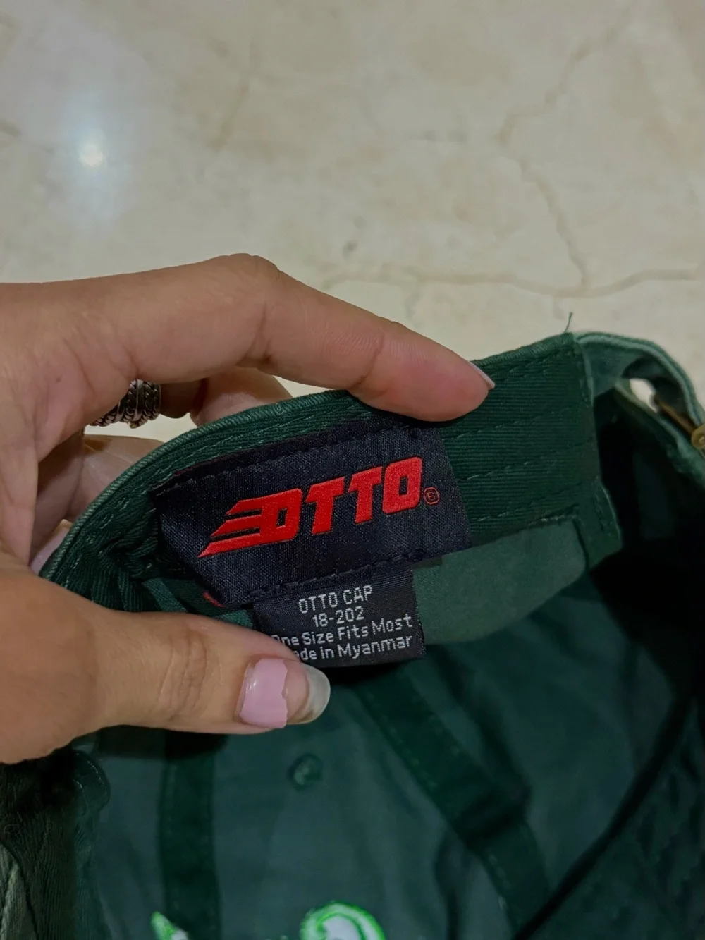 OTTO Dark Green Baseball Cap with Neon Green Embroidery
